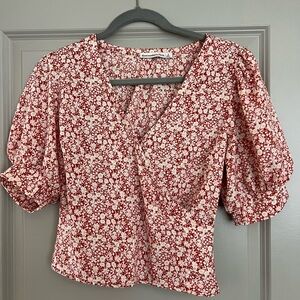 Abercrombie and Fitch red and yellow floral top